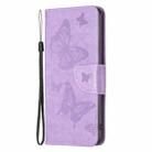 For iPhone 16 Pro Embossing Two Butterflies Pattern Leather Phone Case(Purple) - 3