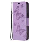 For iPhone 16 Embossing Two Butterflies Pattern Leather Phone Case(Purple) - 3