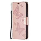 For iPhone 16 Embossing Two Butterflies Pattern Leather Phone Case(Rose Gold) - 3