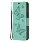 For iPhone 16 Plus Embossing Two Butterflies Pattern Leather Phone Case(Green) - 3