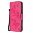 For iPhone 16 Plus Embossing Two Butterflies Pattern Leather Phone Case(Rose Red) - 3