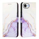 For iPhone 16e PT003 Marble Pattern Flip Leather Phone Case(White Purple) - 2