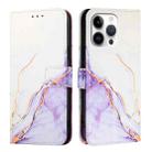 For iPhone 16 Pro Max PT003 Marble Pattern Flip Leather Phone Case(White Purple LS006) - 2