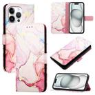 For iPhone 16 Pro Max PT003 Marble Pattern Flip Leather Phone Case(Rose Gold LS005) - 1