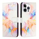 For iPhone 16 Pro Max PT003 Marble Pattern Flip Leather Phone Case(Galaxy Marble White LS004) - 2