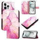 For iPhone 16 Pro Max PT003 Marble Pattern Flip Leather Phone Case(Pink Purple Gold LS001) - 1