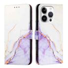 For iPhone 16 Pro PT003 Marble Pattern Flip Leather Phone Case(White Purple LS006) - 2