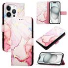 For iPhone 16 Pro PT003 Marble Pattern Flip Leather Phone Case(Rose Gold LS005) - 1