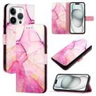 For iPhone 16 Pro PT003 Marble Pattern Flip Leather Phone Case(Pink Purple Gold LS001) - 1