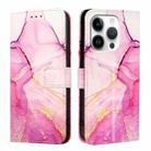 For iPhone 16 Pro PT003 Marble Pattern Flip Leather Phone Case(Pink Purple Gold LS001) - 2