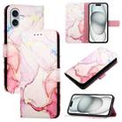 For iPhone 16 Plus PT003 Marble Pattern Flip Leather Phone Case(Rose Gold LS005) - 1