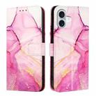 For iPhone 16 Plus PT003 Marble Pattern Flip Leather Phone Case(Pink Purple Gold LS001) - 2