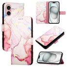 For iPhone 16 PT003 Marble Pattern Flip Leather Phone Case(Rose Gold LS005) - 1