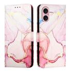 For iPhone 16 PT003 Marble Pattern Flip Leather Phone Case(Rose Gold LS005) - 2