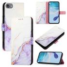 For iPod Touch 7 / 6 / 5 PT003 Marble Pattern Flip Leather Phone Case(White Purple LS006) - 1