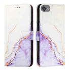 For iPod Touch 7 / 6 / 5 PT003 Marble Pattern Flip Leather Phone Case(White Purple LS006) - 2