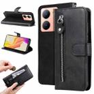 For vivo Y78 5G Global Fashion Calf Texture Zipper Leather Phone Case(Black) - 1