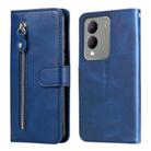 For vivo Y17s Fashion Calf Texture Zipper Leather Phone Case(Blue) - 1
