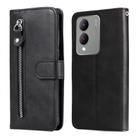 For vivo Y17s Fashion Calf Texture Zipper Leather Phone Case(Black) - 1
