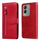 For vivo Y17s Fashion Calf Texture Zipper Leather Phone Case(Red) - 1