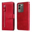 For vivo Y200 / V29e Global Fashion Calf Texture Zipper Leather Phone Case(Red) - 1