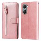 For vivo Y03 4G Fashion Calf Texture Zipper Leather Phone Case(Rose Gold) - 1