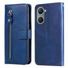 For vivo Y03 4G Fashion Calf Texture Zipper Leather Phone Case(Blue) - 1
