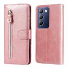 For vivo Y100 IDN / Y200e 5G Global Fashion Calf Texture Zipper Leather Phone Case(Rose Gold) - 1