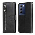 For vivo Y100 IDN / Y200e 5G Global Fashion Calf Texture Zipper Leather Phone Case(Black) - 1