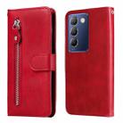 For vivo Y100 IDN / Y200e 5G Global Fashion Calf Texture Zipper Leather Phone Case(Red) - 1