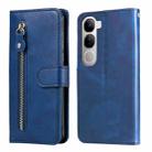 For vivo V40 Lite 4G / 5G IDN Fashion Calf Texture Zipper Leather Phone Case(Blue) - 1