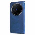 For vivo X200 Fashion Calf Texture Zipper Leather Phone Case(Blue) - 3