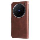 For vivo X200 Fashion Calf Texture Zipper Leather Phone Case(Brown) - 3