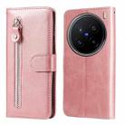 For vivo X200 Pro Fashion Calf Texture Zipper Leather Phone Case(Rose Gold) - 1
