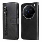 For vivo X200 Pro Fashion Calf Texture Zipper Leather Phone Case(Black) - 1