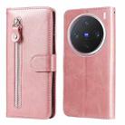 For vivo X200 Pro mini Fashion Calf Texture Zipper Leather Phone Case(Rose Gold) - 1