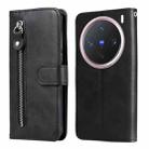 For vivo X200 Pro mini Fashion Calf Texture Zipper Leather Phone Case(Black) - 1