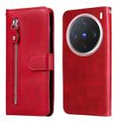 For vivo X200 Pro mini Fashion Calf Texture Zipper Leather Phone Case(Red) - 1
