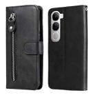 For vivo Y19s Fashion Calf Texture Zipper Leather Phone Case(Black) - 1