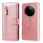 For vivo Y300 Pro Fashion Calf Texture Zipper Leather Phone Case(Rose Gold) - 1