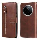 For vivo Y300 Pro Fashion Calf Texture Zipper Leather Phone Case(Brown) - 1