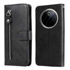 For vivo Y300 Pro Fashion Calf Texture Zipper Leather Phone Case(Black) - 1