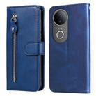 For vivo S20 Fashion Calf Texture Zipper Leather Phone Case(Blue) - 1