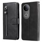For vivo S20 Fashion Calf Texture Zipper Leather Phone Case(Black) - 1