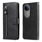 For vivo V50 Fashion Calf Texture Zipper Leather Phone Case(Black) - 1