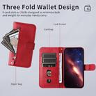 For vivo V50 Fashion Calf Texture Zipper Leather Phone Case(Red) - 3
