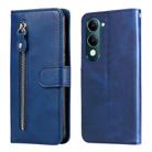 For vivo Y29s 5G / Y04 4G Fashion Calf Texture Zipper Leather Phone Case(Blue) - 1