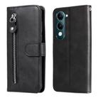 For vivo Y29s 5G / Y04 4G Fashion Calf Texture Zipper Leather Phone Case(Black) - 1