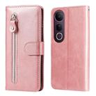 For vivo V50 Lite 4G / 5G Fashion Calf Texture Zipper Leather Phone Case(Rose Gold) - 1