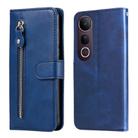 For vivo V50 Lite 4G / 5G Fashion Calf Texture Zipper Leather Phone Case(Blue) - 1